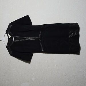 Helmut Lang Motion Leather Trim Black Dress size 2